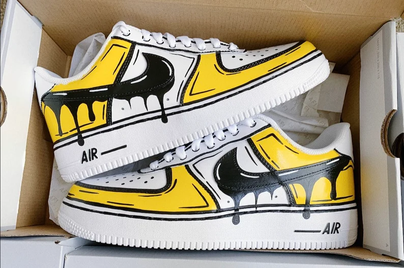 yellow custom painted cartoon sneakers Australia